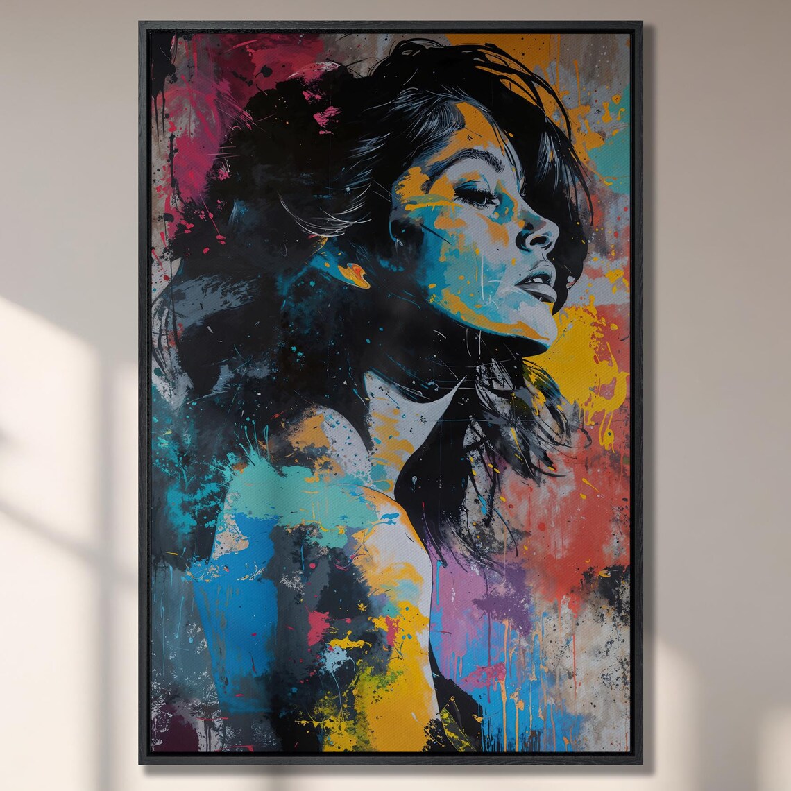 Pop Art Woman Portrait, Abstract Colorful Wall Art Print