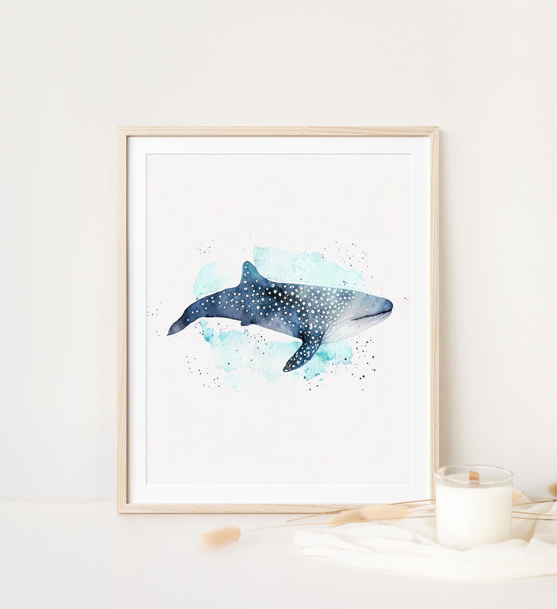 Whale Shark Watercolor Art Minimalist Blue Ocean Animal Wall Poster - Image 4