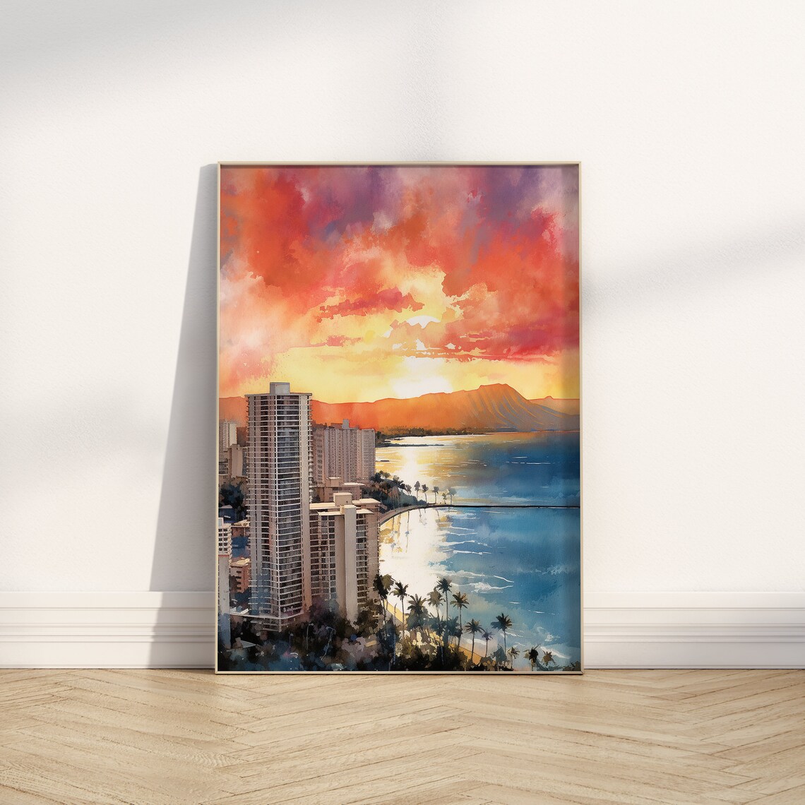 Honolulu Original Watercolor Art Print, Hawaii Gift - Image 4