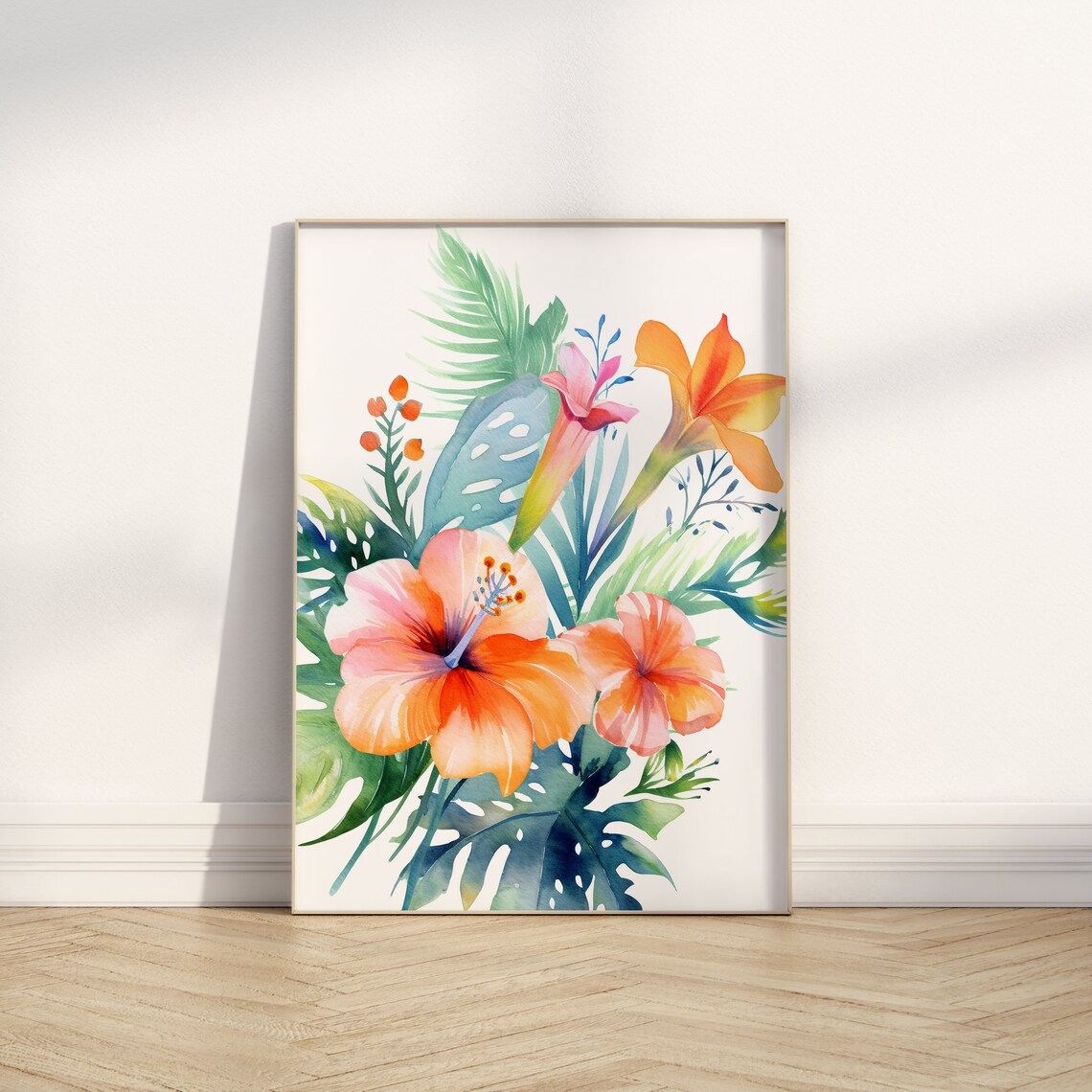 Original Watercolor Hawaiian Flower Bundle, Art Print