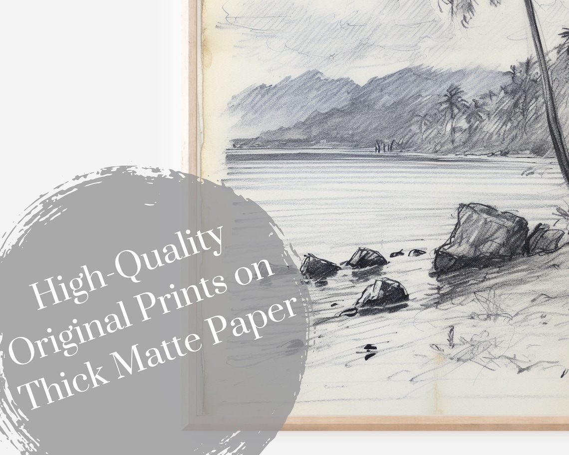 Vintage Hawaii Ink Drawing, Retro Island Art Print - Image 3