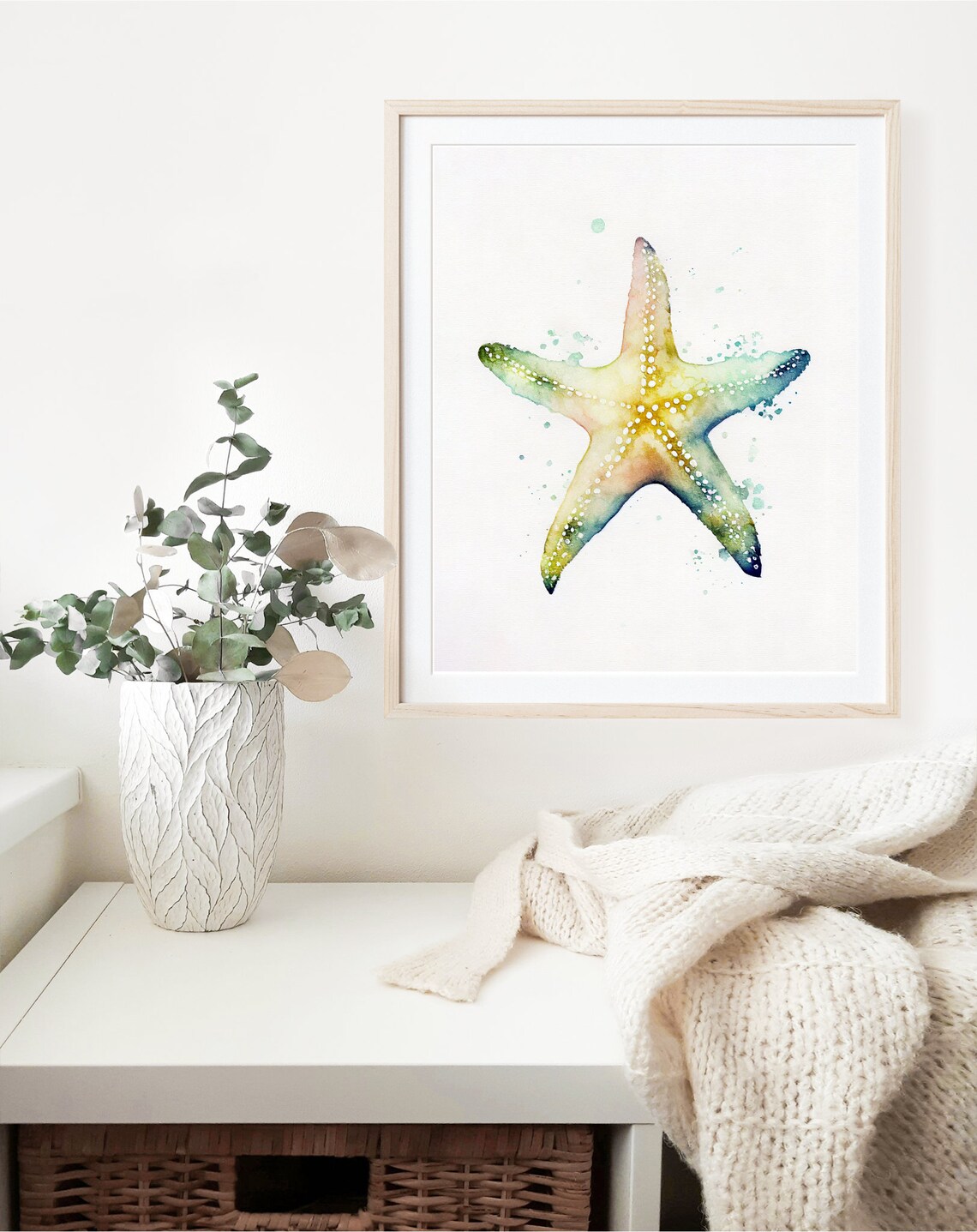 Starfish Watercolor Print, Minimalist Coastal Art - Image 2