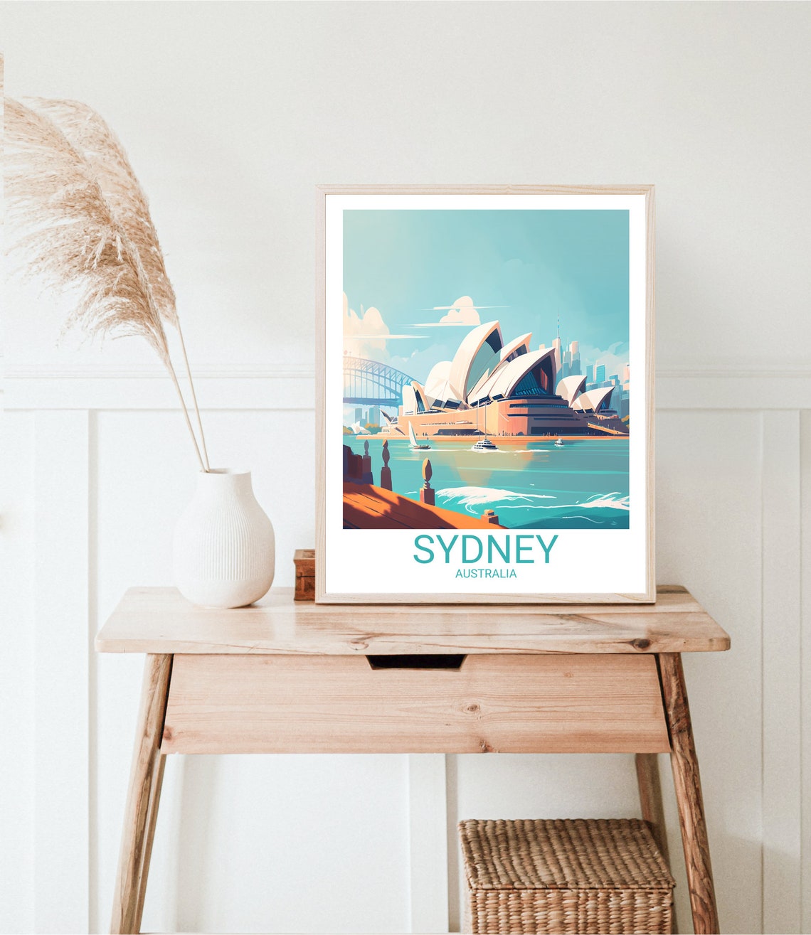 Sydney Australia Opera House Retro Travel Poster Harbor Sunset Print - Image 3