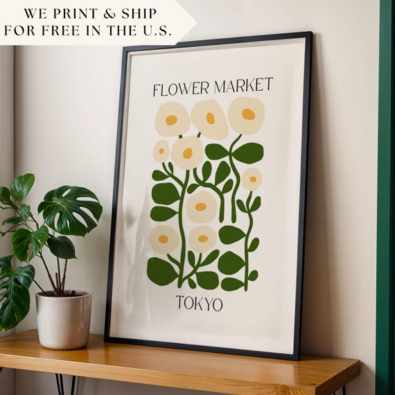 Tokyo Flower Market, Matisse Style Floral Art Print