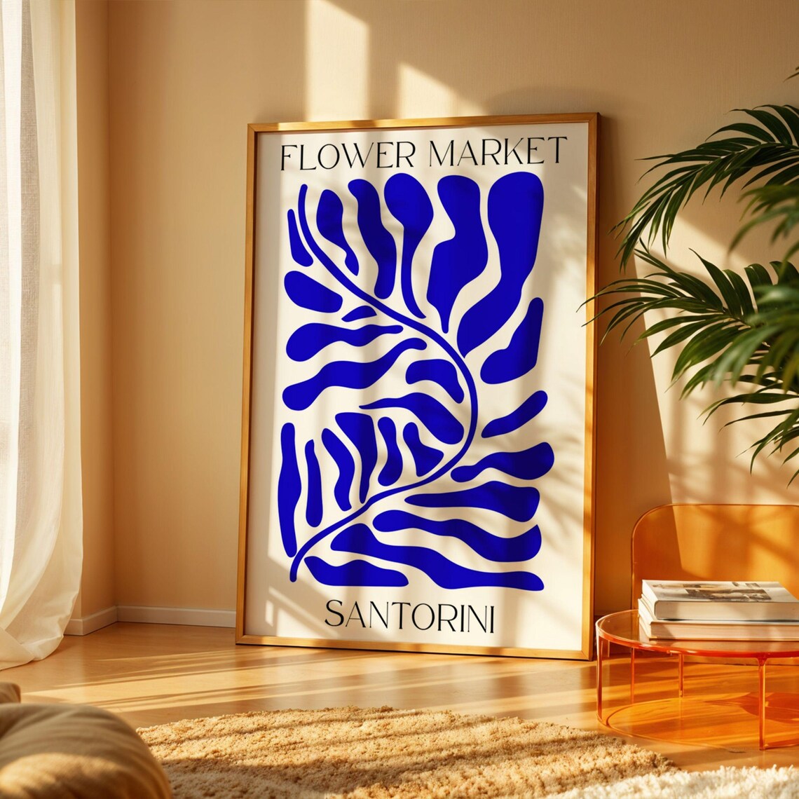 Santorini Flower Market, Matisse Style Art Print - Image 3