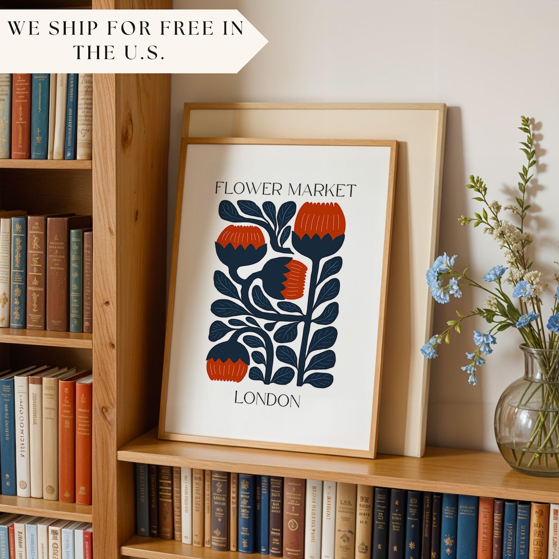 London Flower Market Print, Matisse Style Botanical Art