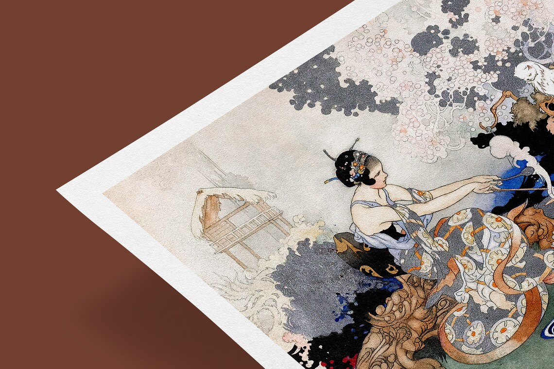Vintage Magic Woman And Cat Art Print, Charles Robinson - Image 3