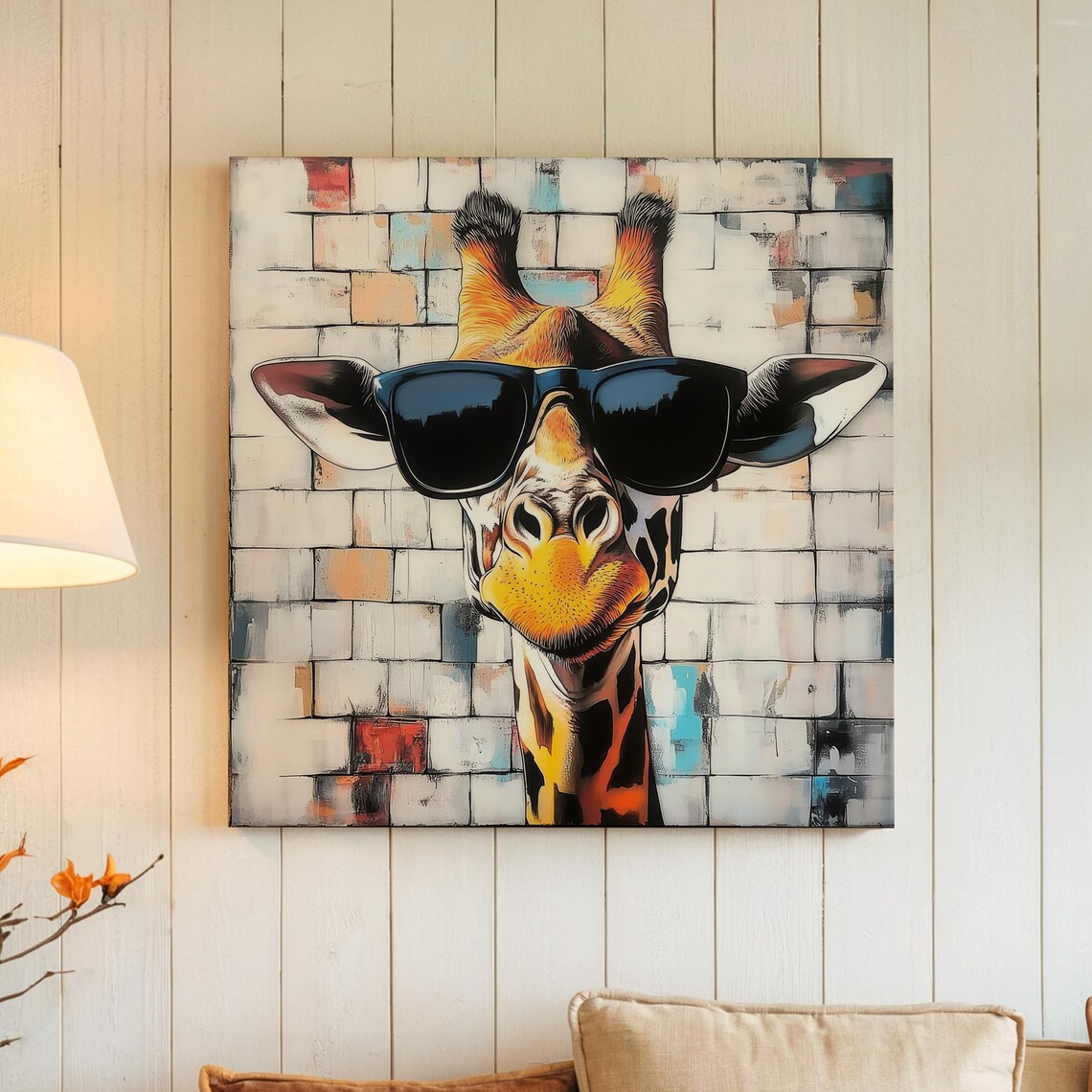 Giraffe with Sunglasses, Abstract Modern Poster