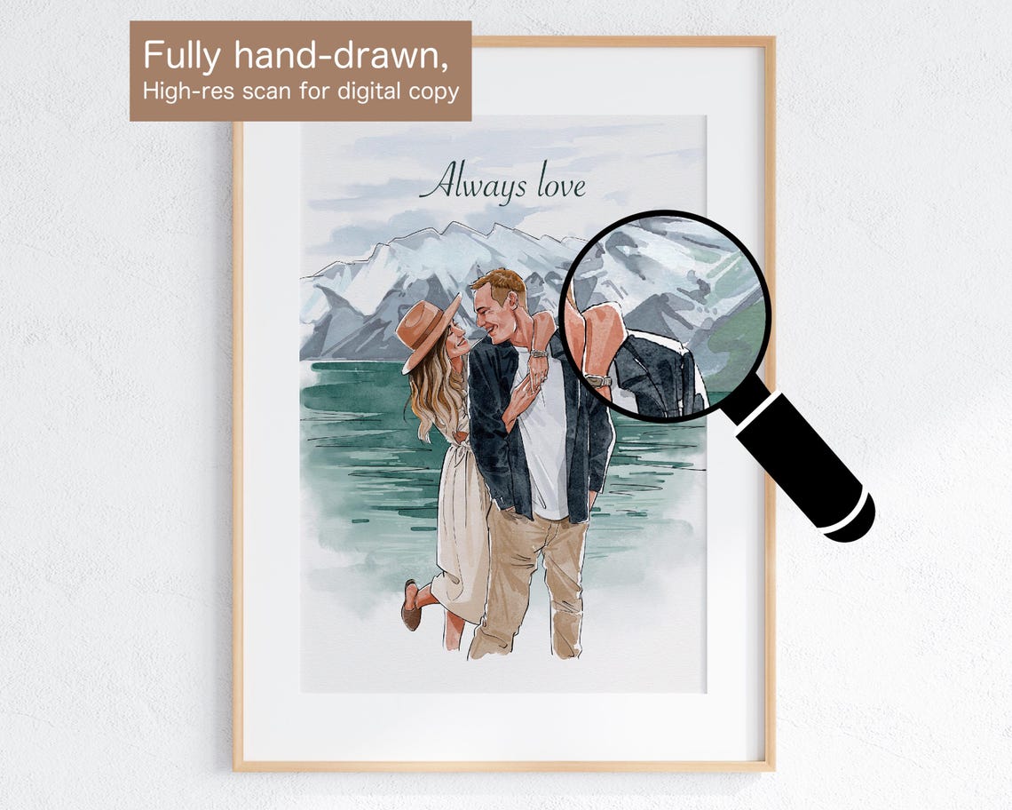 Lakeside Wedding Ceremony Under Greenery Arch Watercolor Art Poster - Image 2