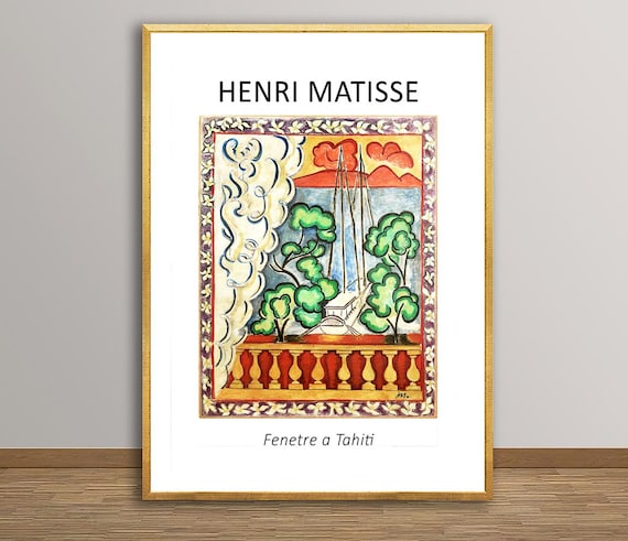 Henri Matisse Fenetre a Tahiti Tropical Window View Vintage Poster
