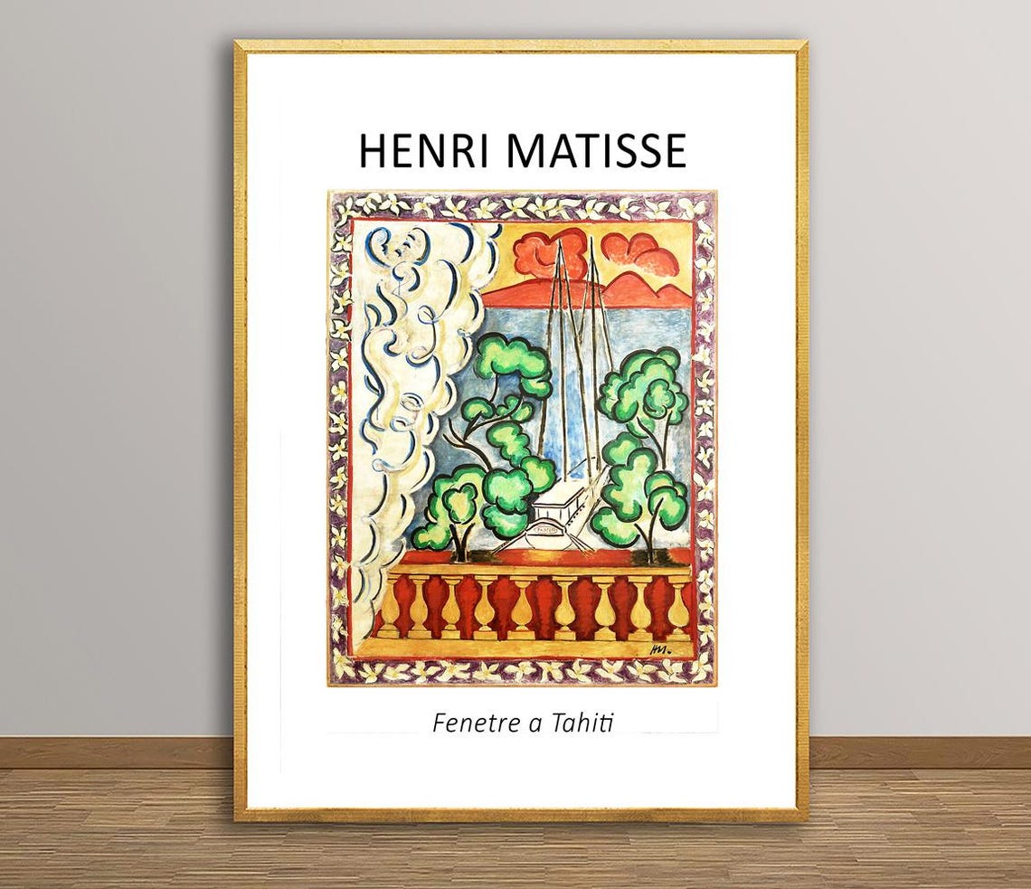 Fenetre A Tahiti Vintage Travel Poster Tahiti By Henri Matisse Poster Travel Tahiti Island Wall Decor Gift Idea