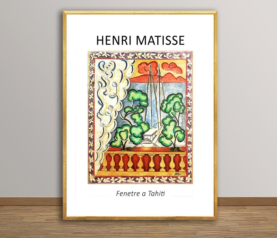 Henri Matisse Fenetre a Tahiti Tropical Window View Vintage Poster
