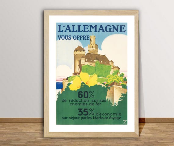 Lallemagne Vous Offre Vintage Travel Poster Retro Deutschland Poster Gift Idea Wall Decor