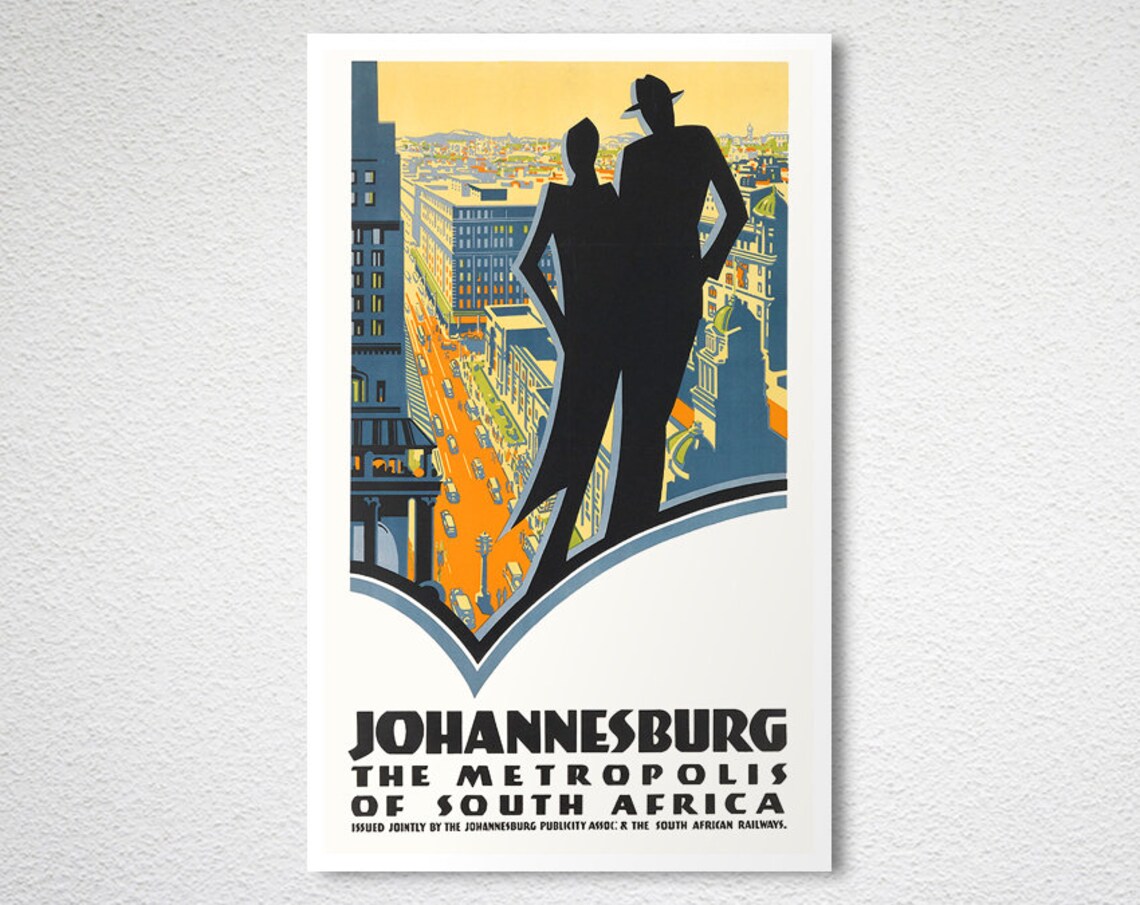 Johannesburg Metropolis of South Africa Vintage Travel Poster - Image 2