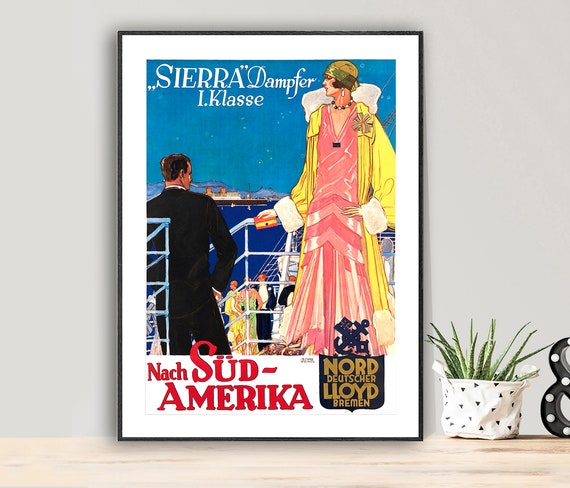 Nach Sd Amerika Vintage Travel Poster Poster Paper Or Print Gift Idea Wall Decor