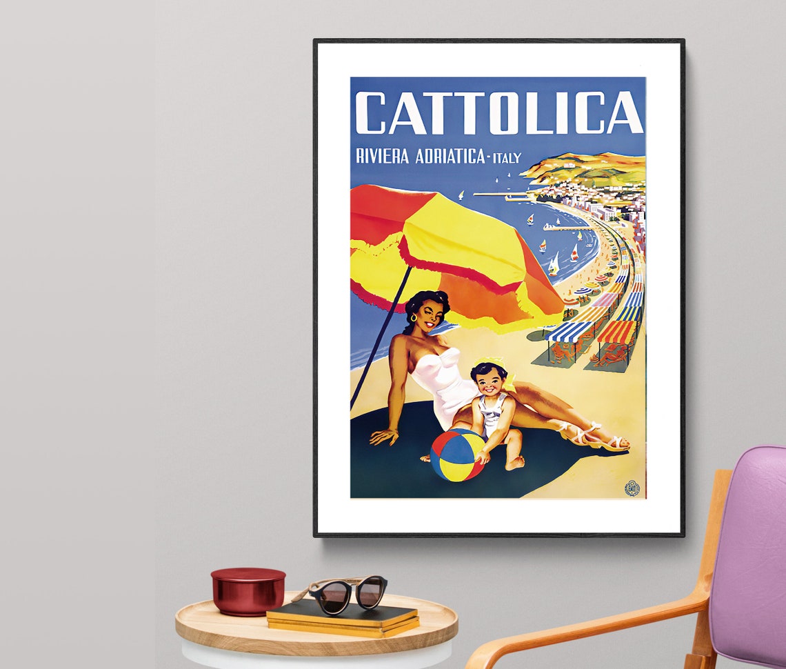 Cattolica Italy Adriatic Riviera Vintage Beach Holiday Poster