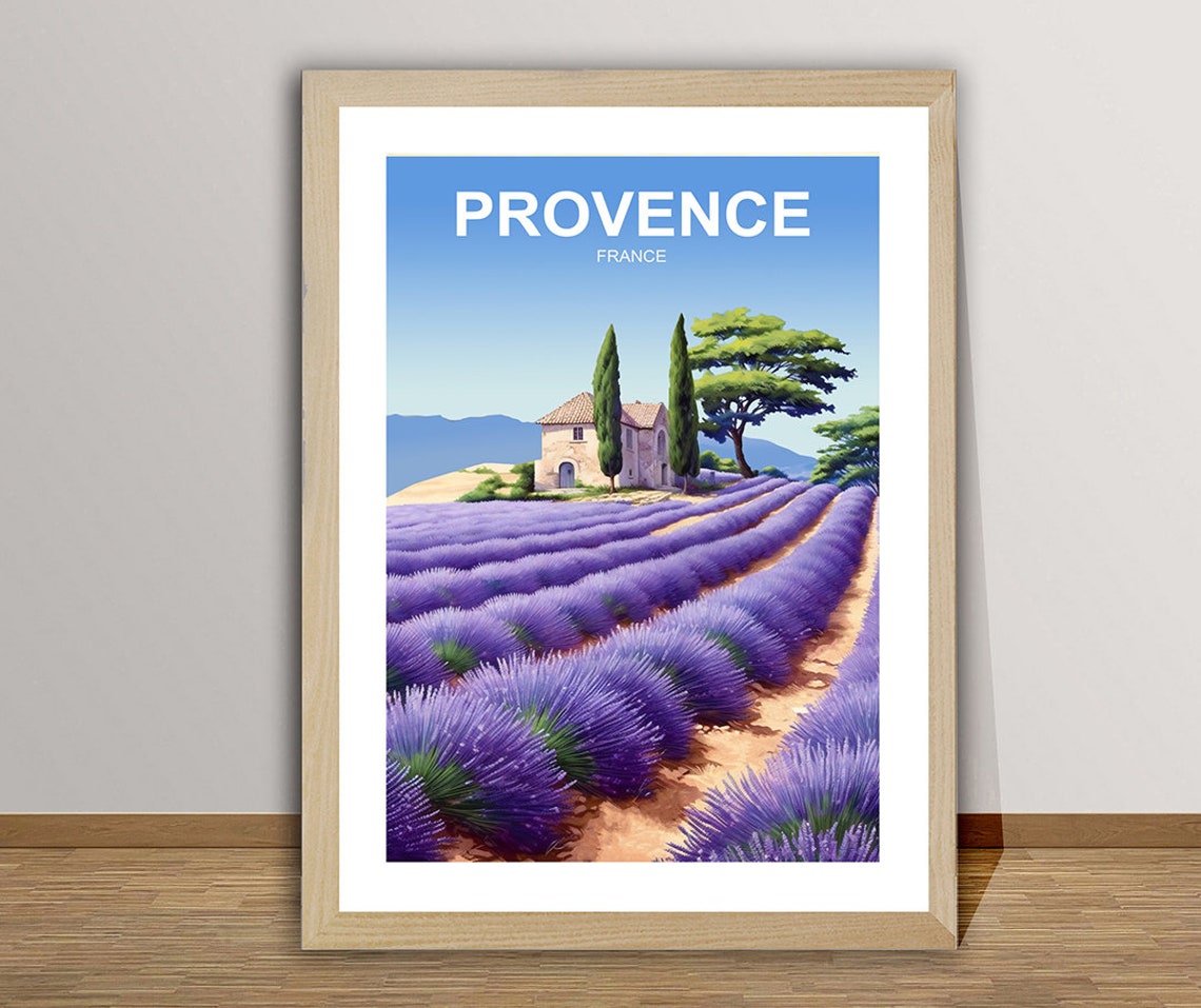 Provence France Lavender Fields Farmhouse Vintage Countryside Poster