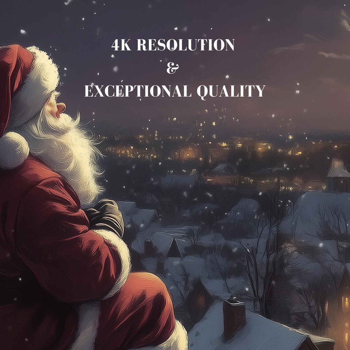 Winter Frame Tv Art Santa Claus In Snow Covered Town Moody Farmhouse Tv Decor Vintage Oil Painting 4k - Image 7