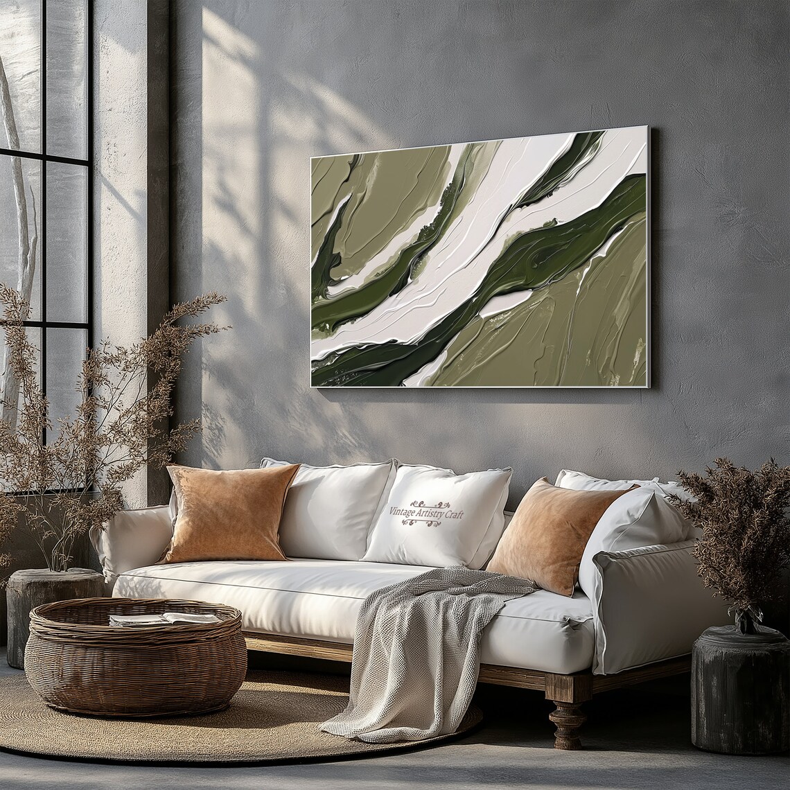 Olive Green Marble Swirl Abstract Modern Neutral Texture Poster - Image 6