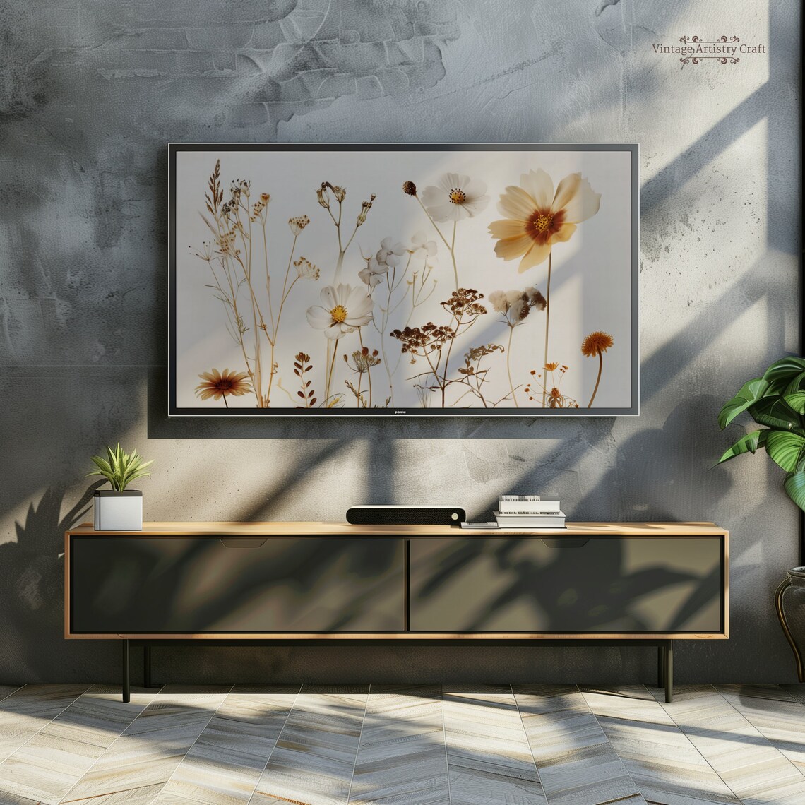 Wild Flower Painting, Neutral Farmhouse Vintage Art Print - Image 2