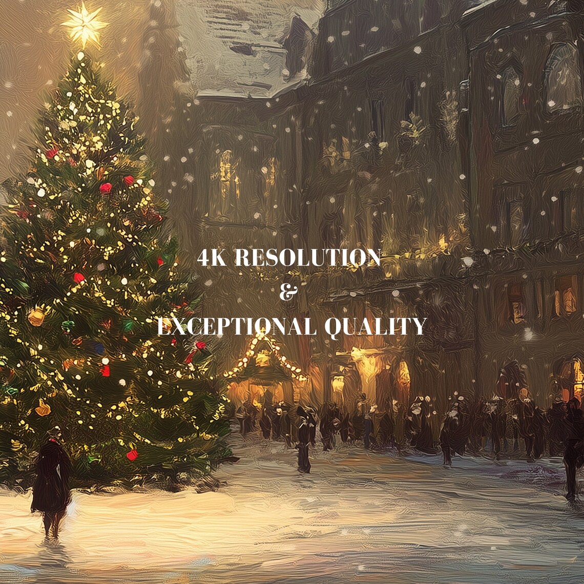 Winter Frame Tv Art Christmas Tree Warm Street Town Moody Farmhouse Tv Decor Vintage Oil Painting 4k - Image 7