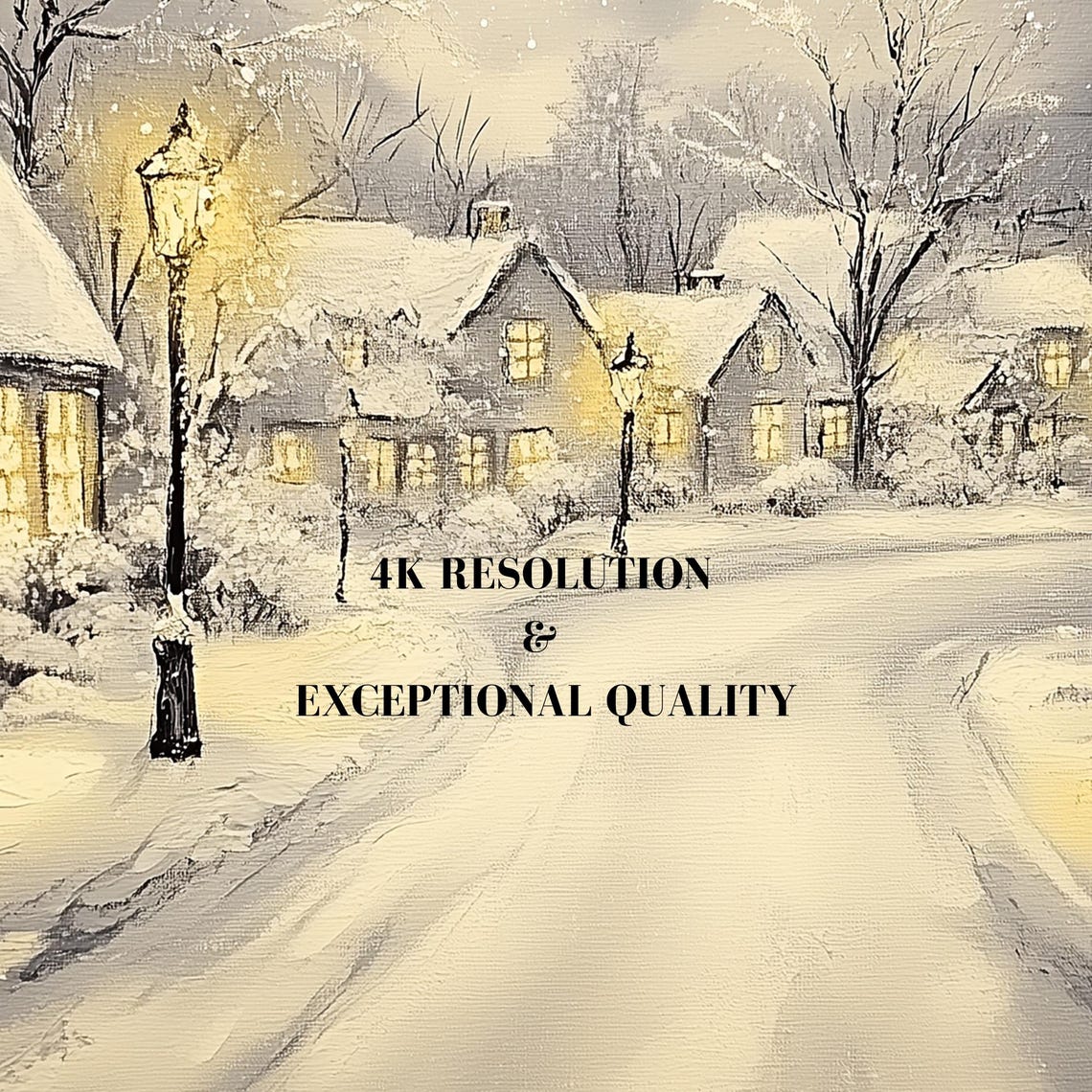 Winter Frame Tv Art Snowy Village Warm Street Town Moody Farmhouse Tv Decor Vintage Oil Painting 4k - Image 7