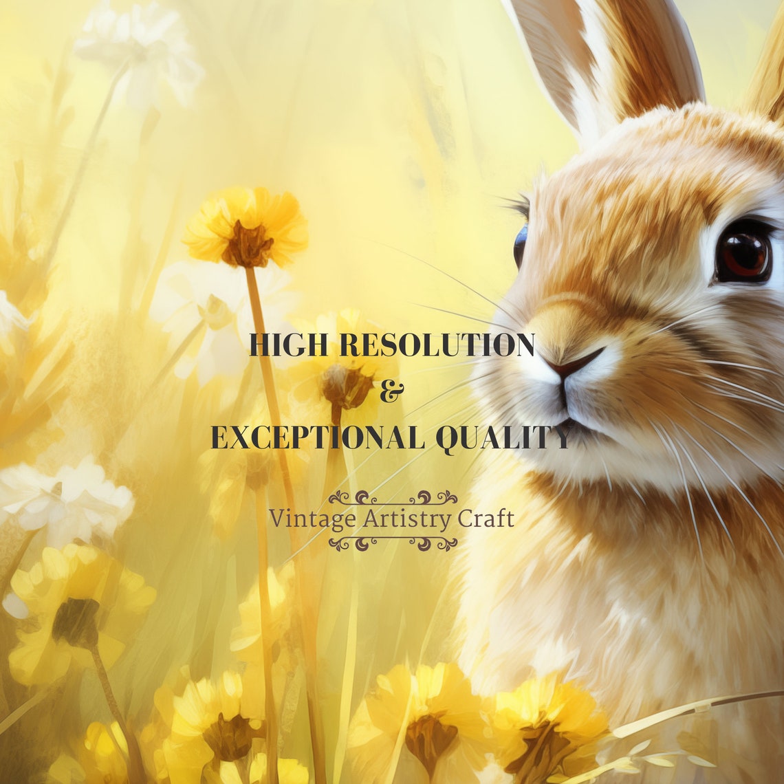 Spring Bunny in Wildflowers Easter Rabbit Golden Meadow Poster - Image 5