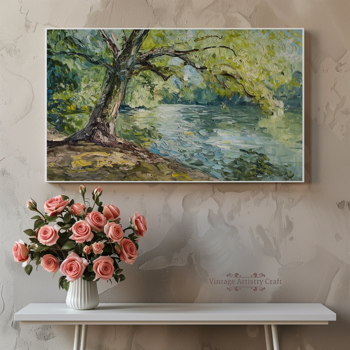 Forest River Textured Impasto Impressionism Art Print - Image 8