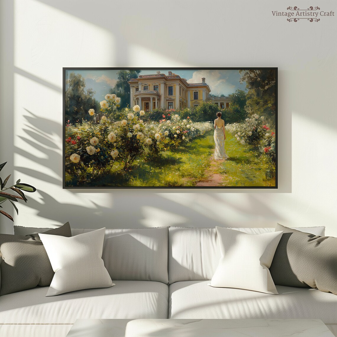 Woman in Rose Garden Summer Painting Art Print - Image 5