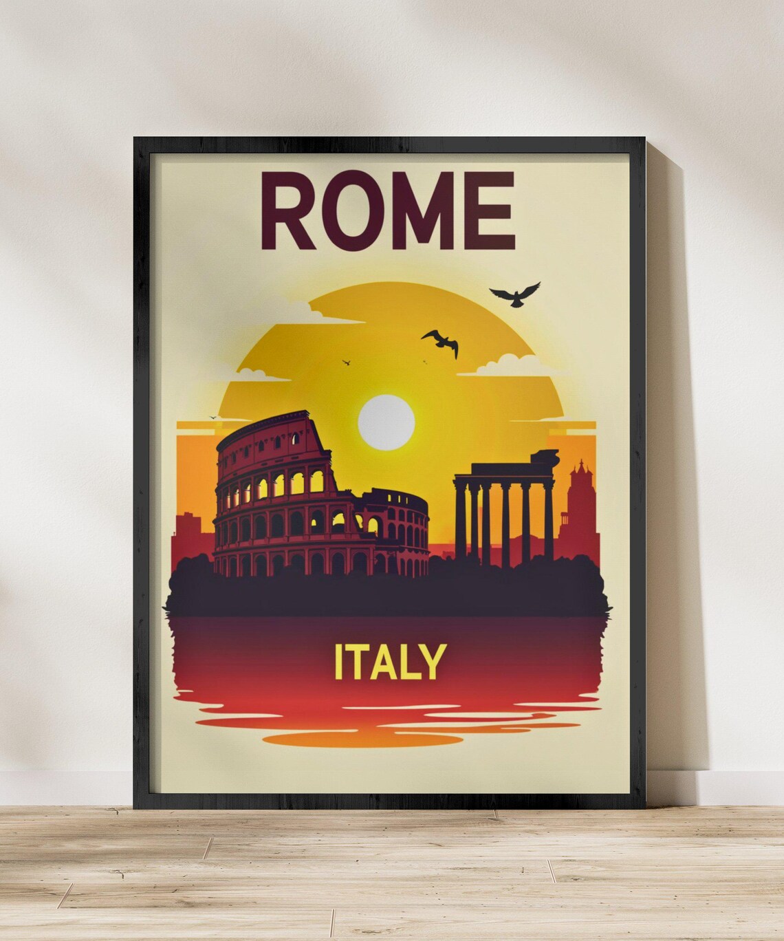 Rome Italy Colosseum Sunset Ancient Ruins Vintage Travel Poster - Image 2
