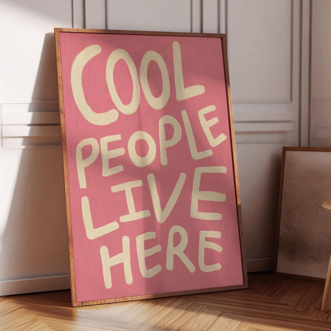 Cool People Live Here Pink Typography Art Print