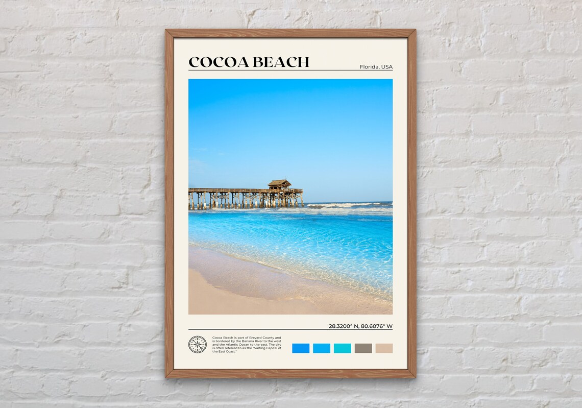 Cocoa Beach Travel Poster, Ocean & Beach Photo