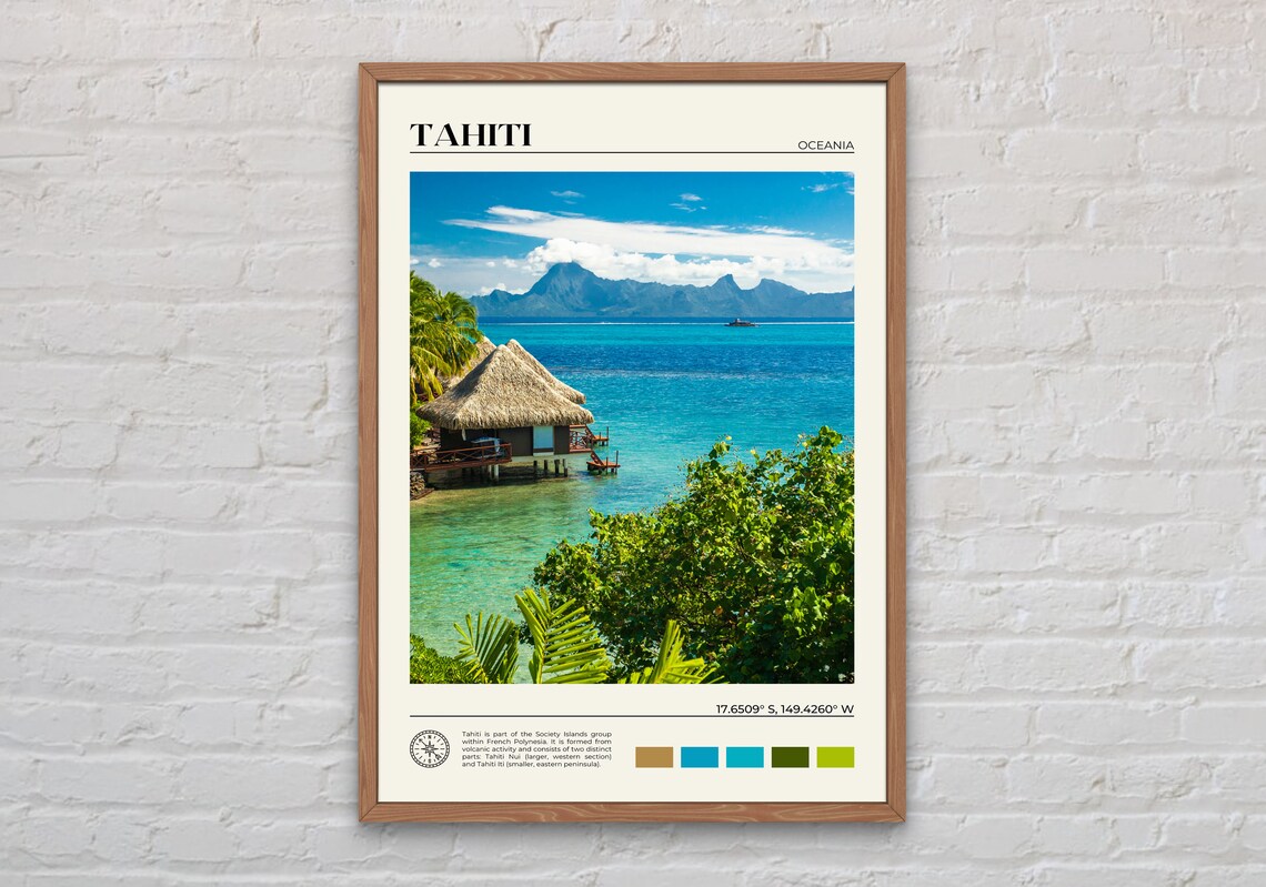Tahiti Travel Poster, Oceania Place Print