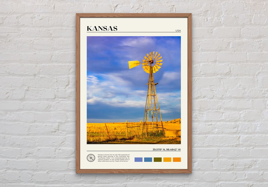 Kansas Real Photo Travel Poster, United States Print