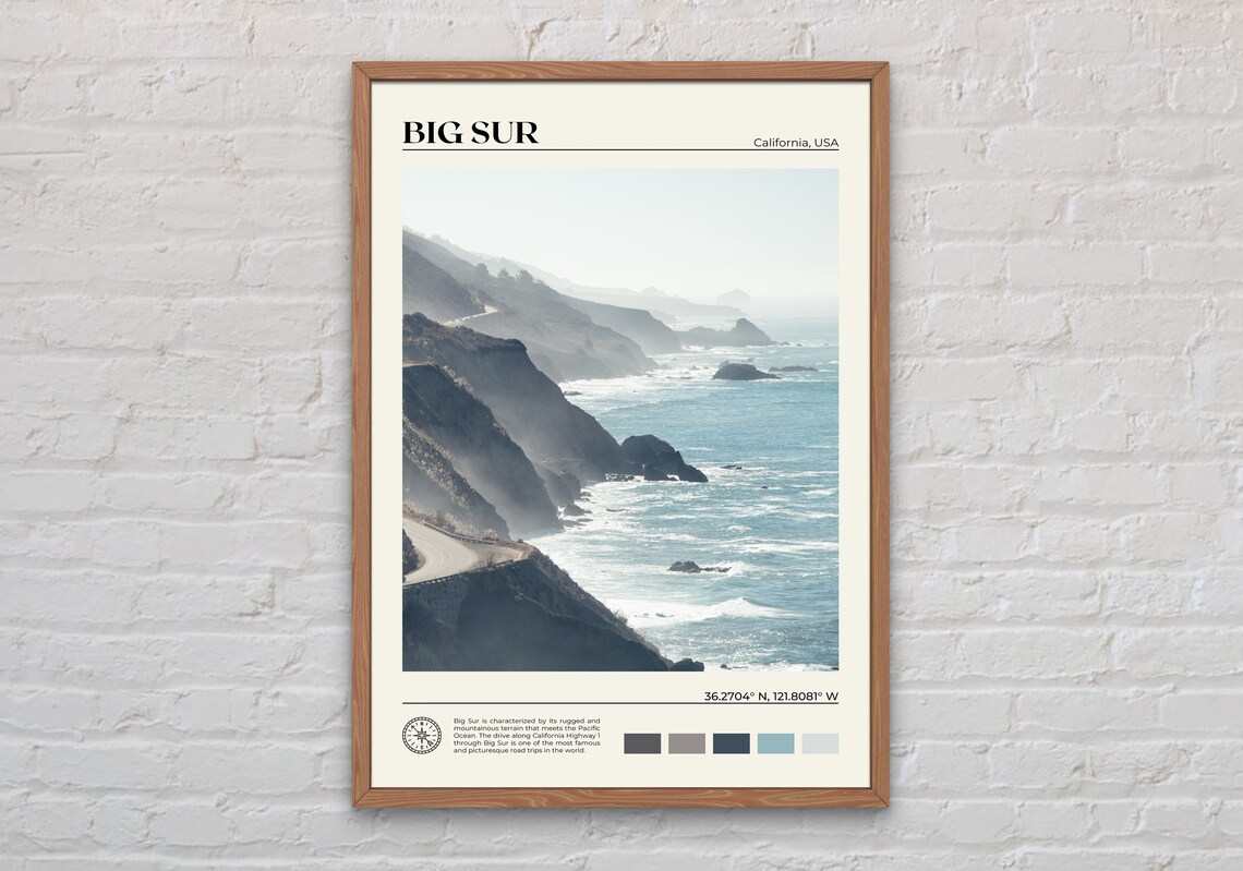 Big Sur Real Photo Print, California Travel Poster