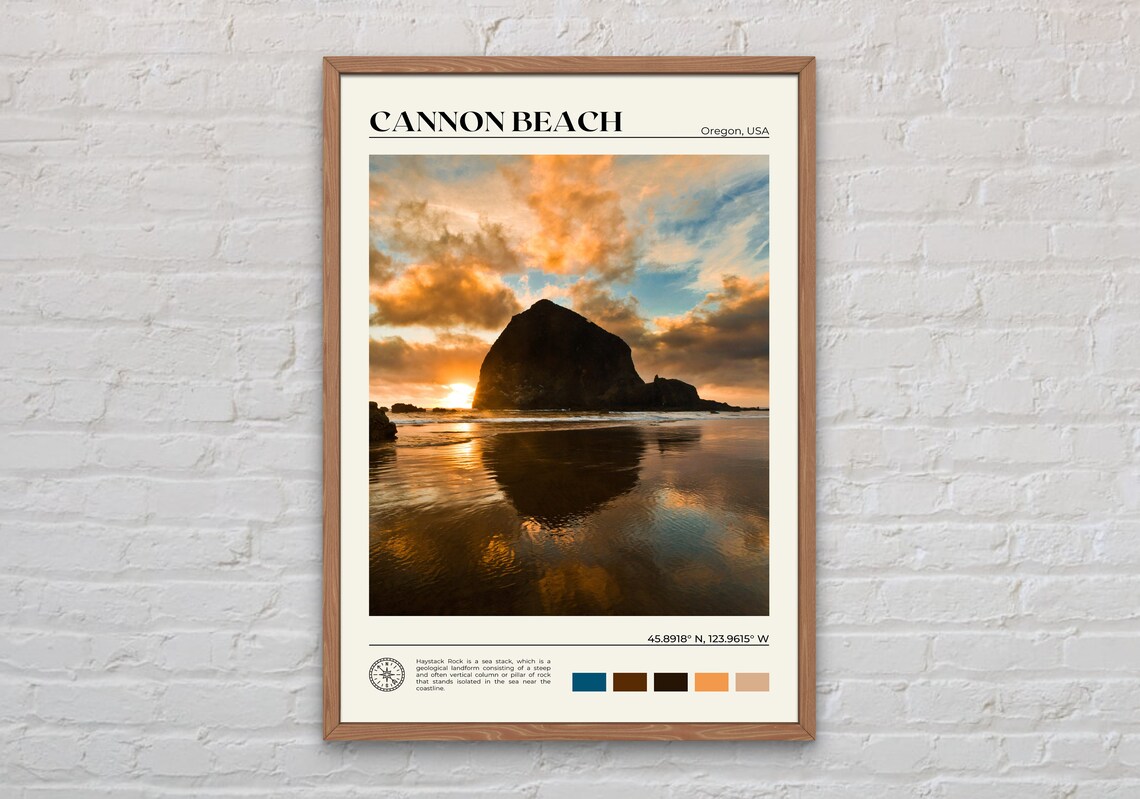 Cannon Beach Oregon USA Travel Poster