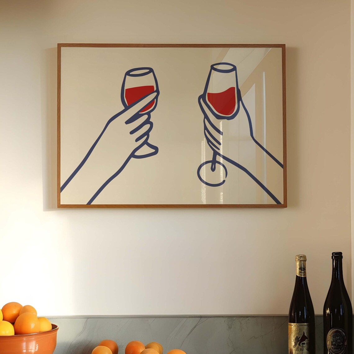 Minimalist Wine Glass Art Print, Modern Line Art
