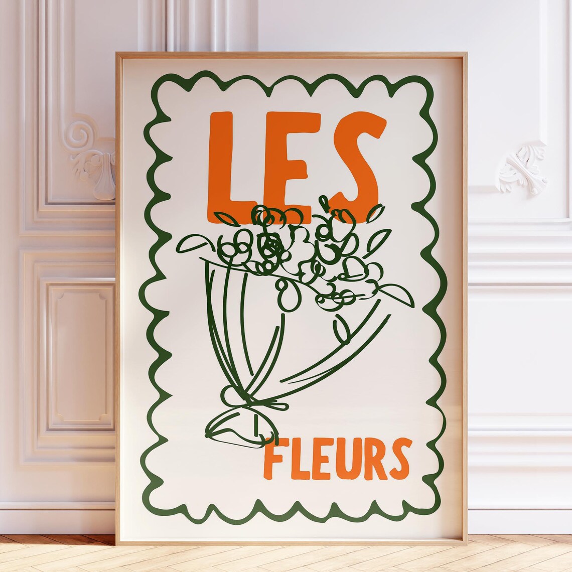 Les Fleurs French Flower Bouquet Vintage Market Art Wall Poster