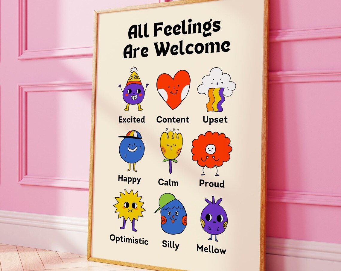 Feelings Art Print, Cute Trendy Classroom Decor