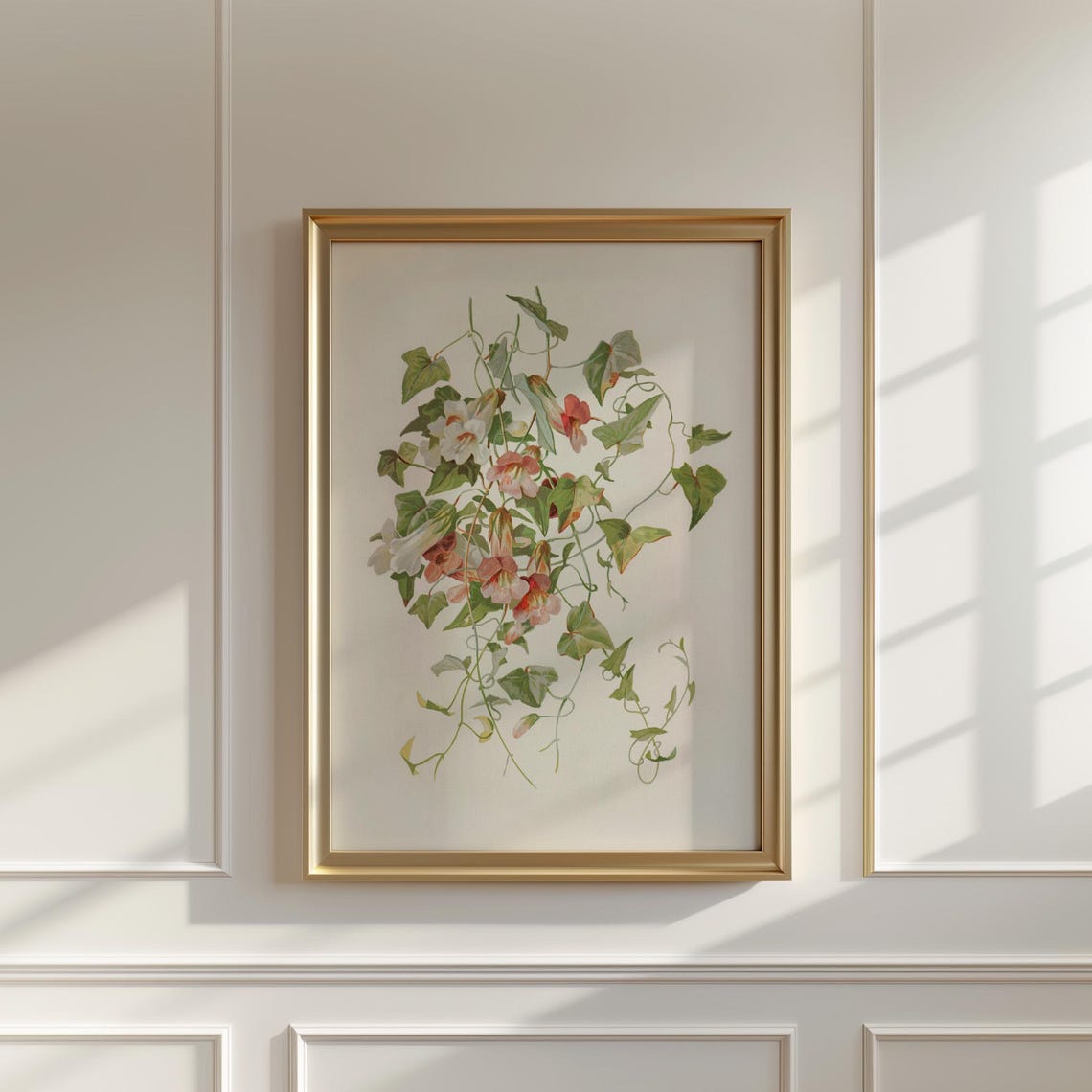 Delicate Trailing Morning Glory Vine White Blossom Botanical Poster - Image 5