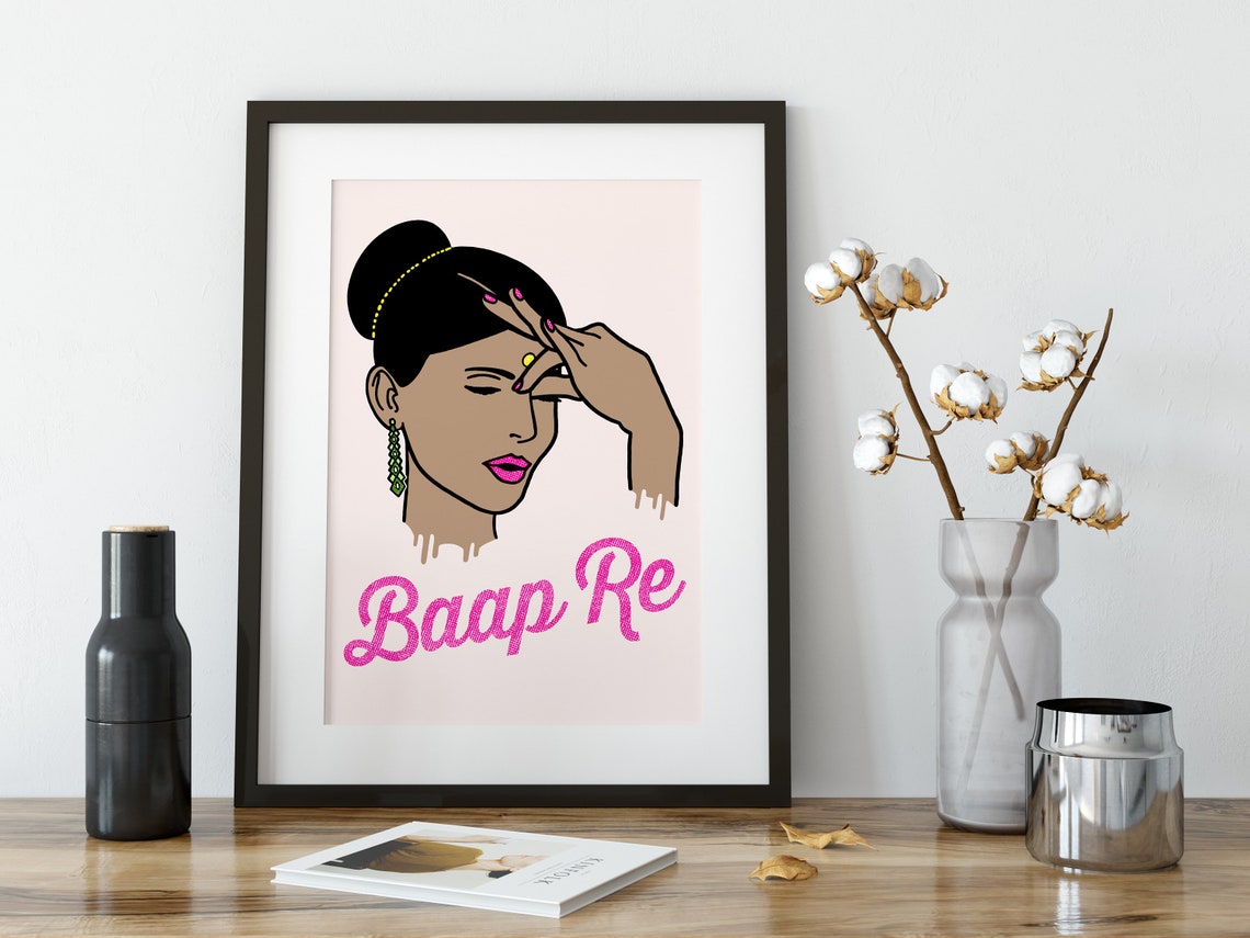 Indian Desi Wall Art Print Poster Baap Re - Image 3