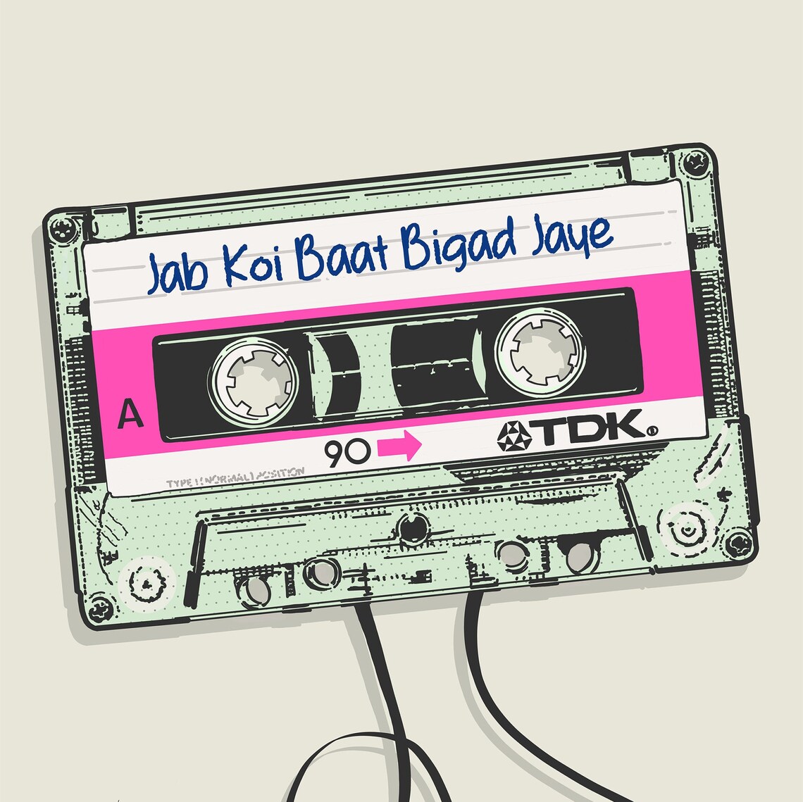 Personalised Indian Bollywood Song Poster, Retro Cassette - Image 3