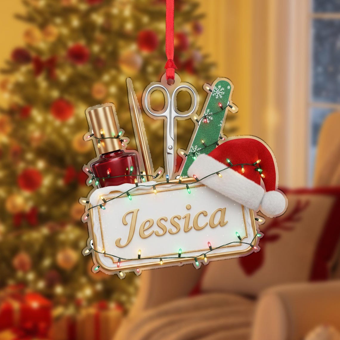 Personalized Nail Technician Jessica Salon Christmas Gift Poster