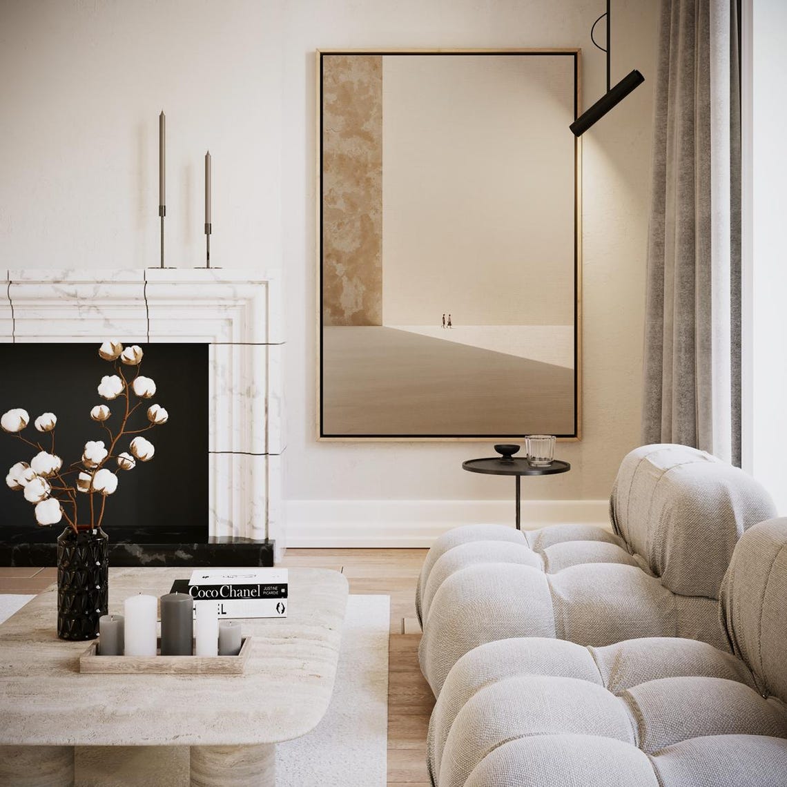 Beige Minimalist Light and Shadow Abstract Calm Home Decor Poster
