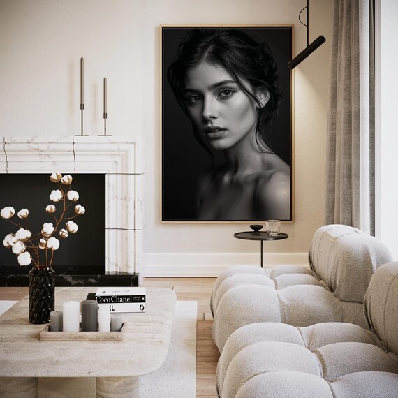 Shades Of Gray Black And White Woman Portrait Dramatic Poster