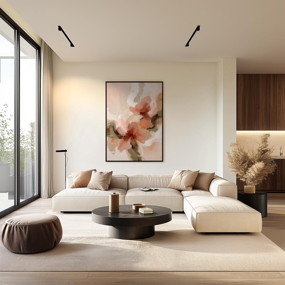 Soft Pink Coral Bloom Floral Abstract Elegant Canvas Wall Art