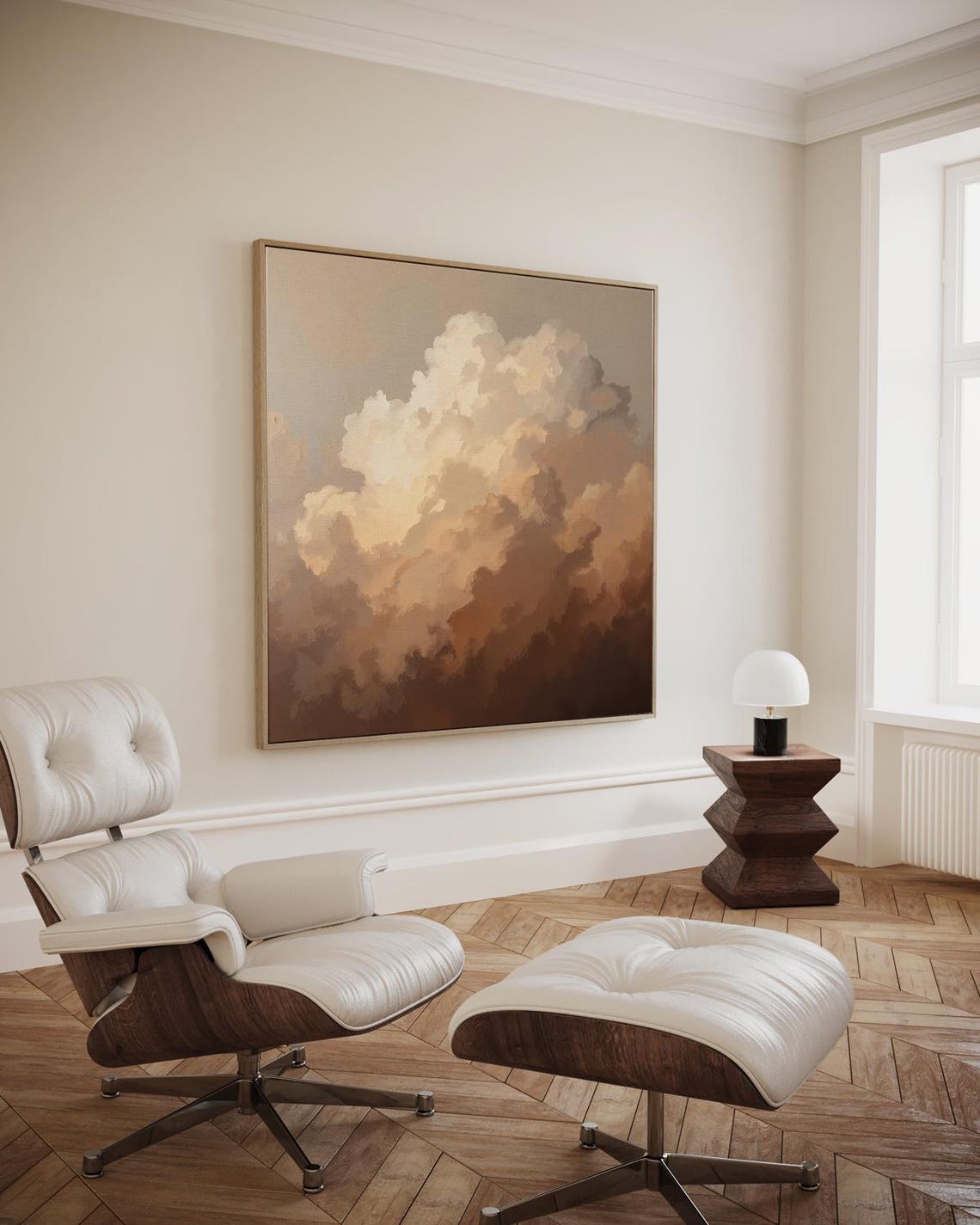 Beige Cloud Study in Brown Tones Warm Sky Art Wall Decor Poster