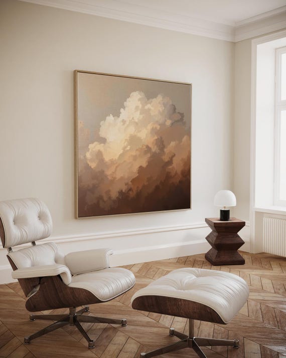 Soft Clouds In Beige And Light Brown Tones With A Calm Look Artwork Wall Art