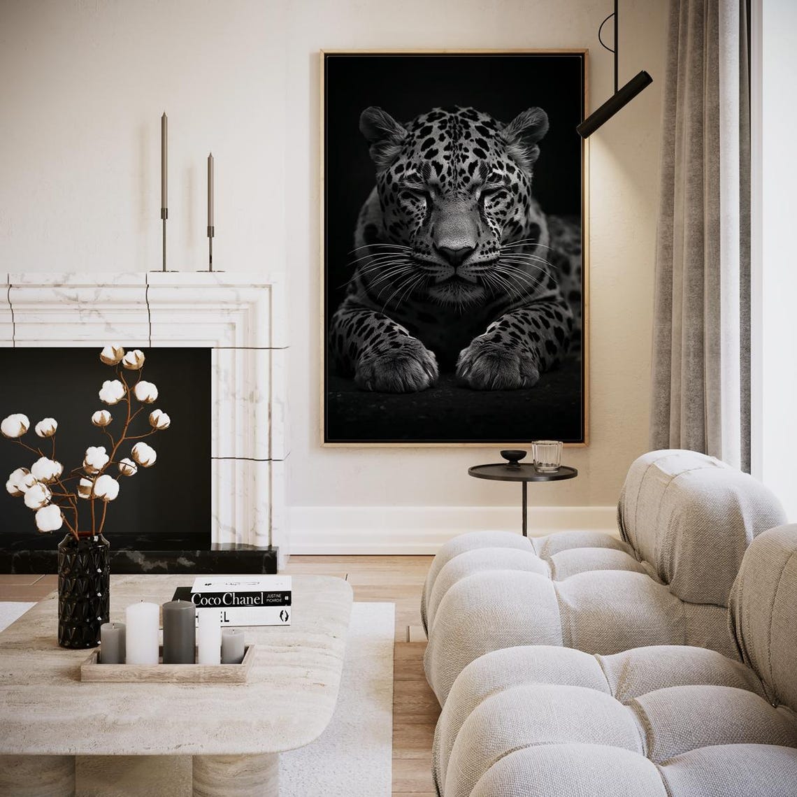 Resting Sleeping Leopard Black And White Big Cat Wildlife Wall Art