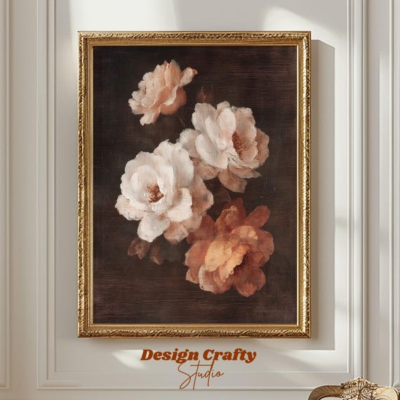 Moody Fall Floral Wall Art Vintage Autumn Botanical Print Dark Thanksgiving Flower Painting Cozy Seasonal